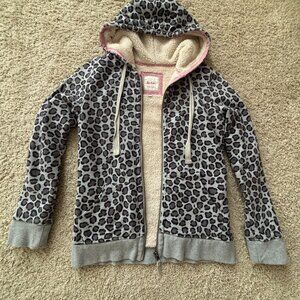 Boden Cosy Hoody Grey Marl Animal Print Size 2